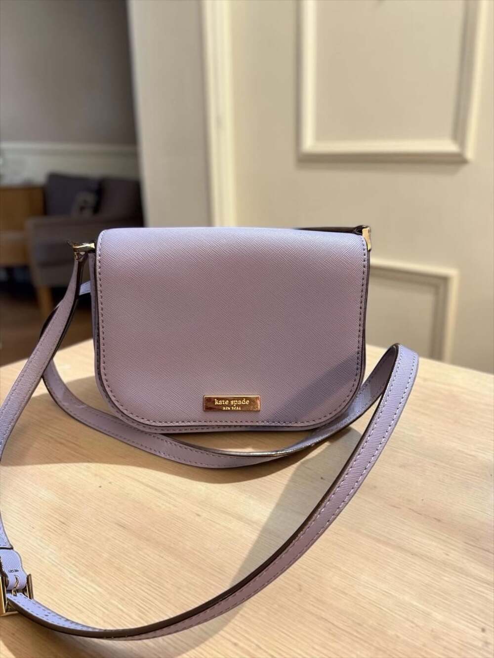 Kate Spade Laurel Way Carsen Crossbody Bag Lilac Purple Saffiano Leather